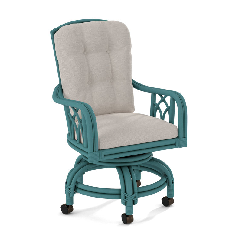 Edgewater Castered Arm Chair, Java, White Textured Performance; 0865-91