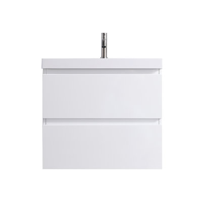 Hood-1 24.00 In. W X 19.70 In. D X 21.60 In. H Wall Mounting Bath Vanity In White Wood With White Top