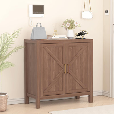 Armoire de rangement à 3 niveaux à double porte de grange, buffet X-Design, tablette réglable pour le salon, la chambre à coucher, finition chêne