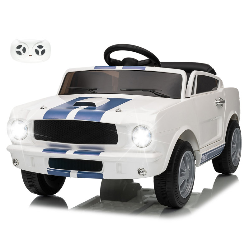 12v Licensed Shelby Electric Car For Kids, Ride On Toy With Remote Control, Bluetooth Music, Adjustable 3 Speed, Multiple Panel, Led Lights, Shock Absorbers, Safety Belt