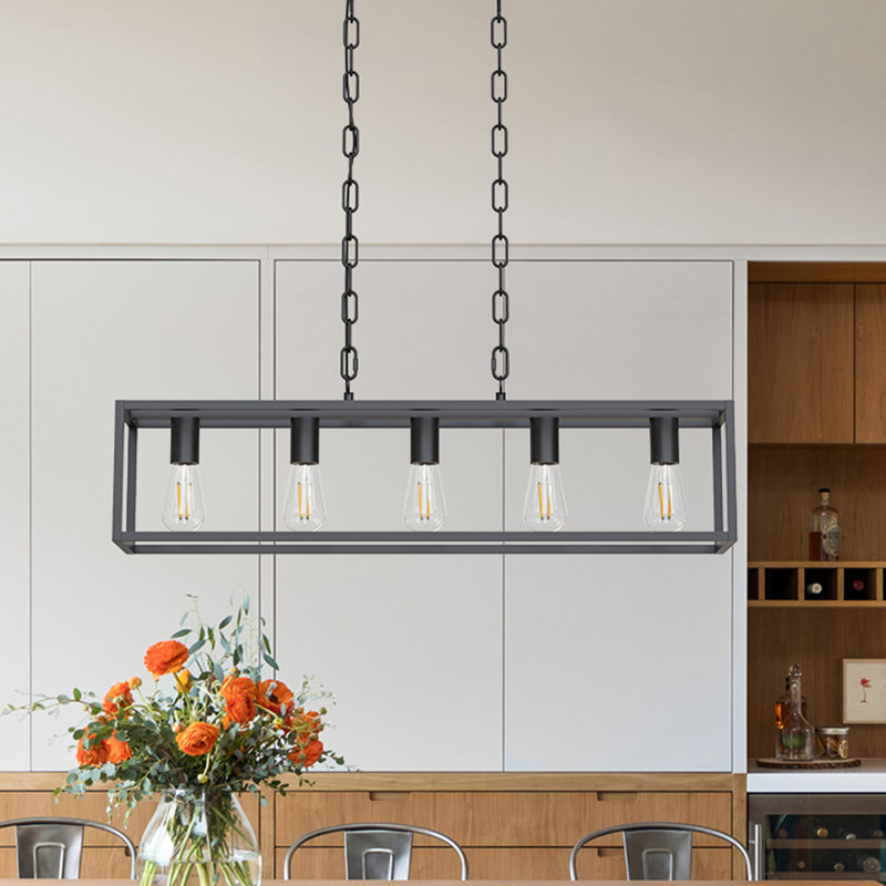 Luminaire suspendu linéaire à 5 lumières pour ilot de cuisine
