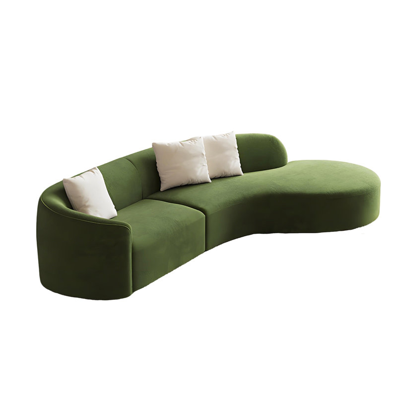 94,49 po. Canapé incurvé contemporain vert multifonctionnel pour espace de vie, 94.49" W