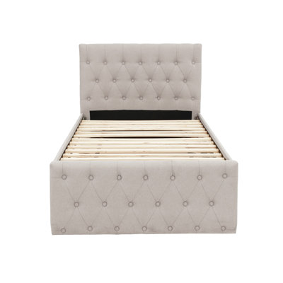 Fabric Fully Upholstered Twin Bed With Trundle