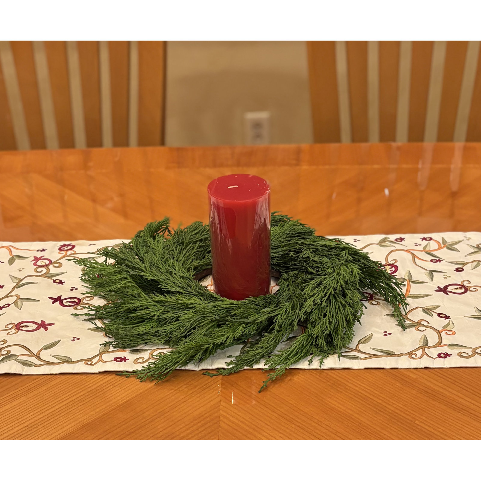 19" Artificial Christmas Cypress Centerpiece Wreath
