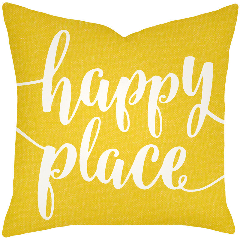 Cotton Throw Pillow, 16" H x 16" W x 6" D, Yellow