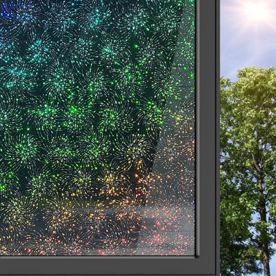 One-way Window Privacy Film With Free Installation Tools, Heat Blocking Window Tinting Film For Home, Residue-free Adhesive Rainbow Stars Window Stickers