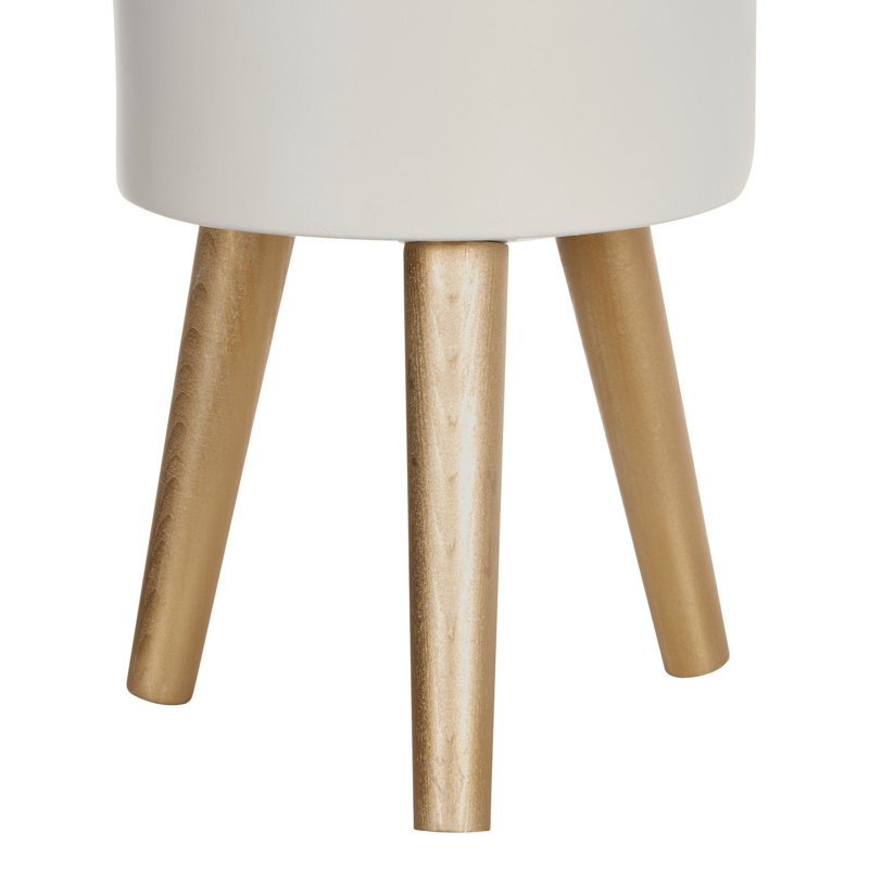 Mondovi Fiberglass Cachepot, 56cm H x 30cm W x 30cm D, White/Oak