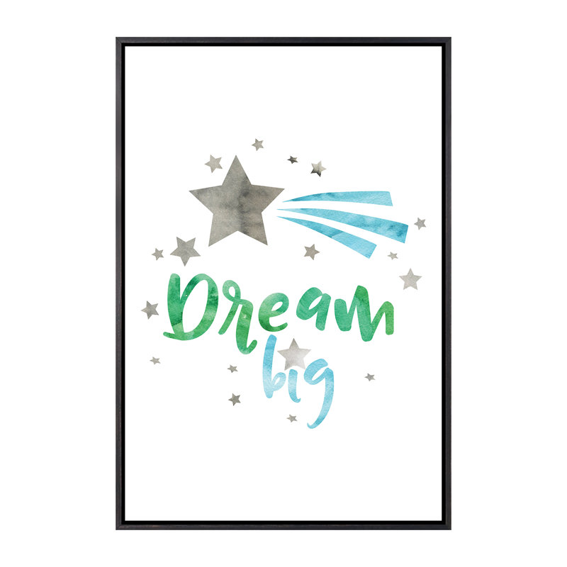 «Dream Big Green & Blue», reproduction d'art textuel, H 40 po x l 26 po x P 1,5 po, Toile avec cadre noir patiné