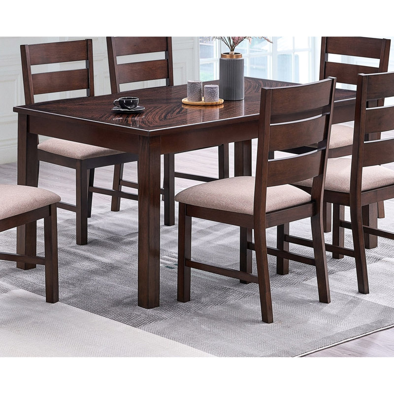 Modern Rectangular Antique Cherry Table - Solid Wood With Toughened Surface Dining Top