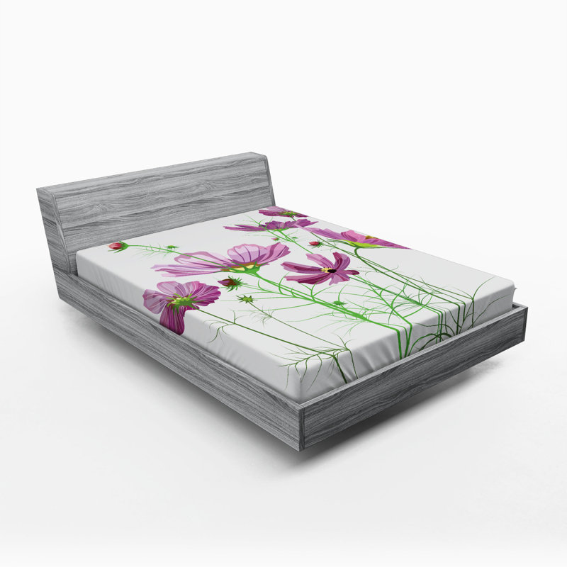Microfiber Floral Fitted Sheet, Full Fitted Sheet