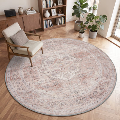 Soft Machine Washable Oriental Area Rug For Living Room, Bedroom