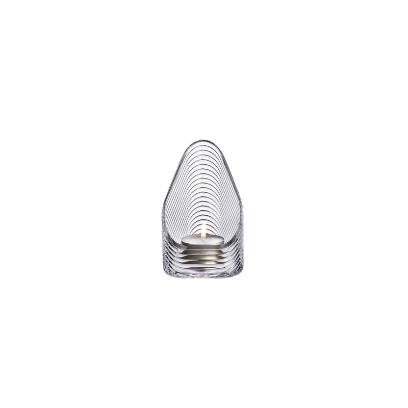 Clear Ribbed Glass Taper Candle Holder