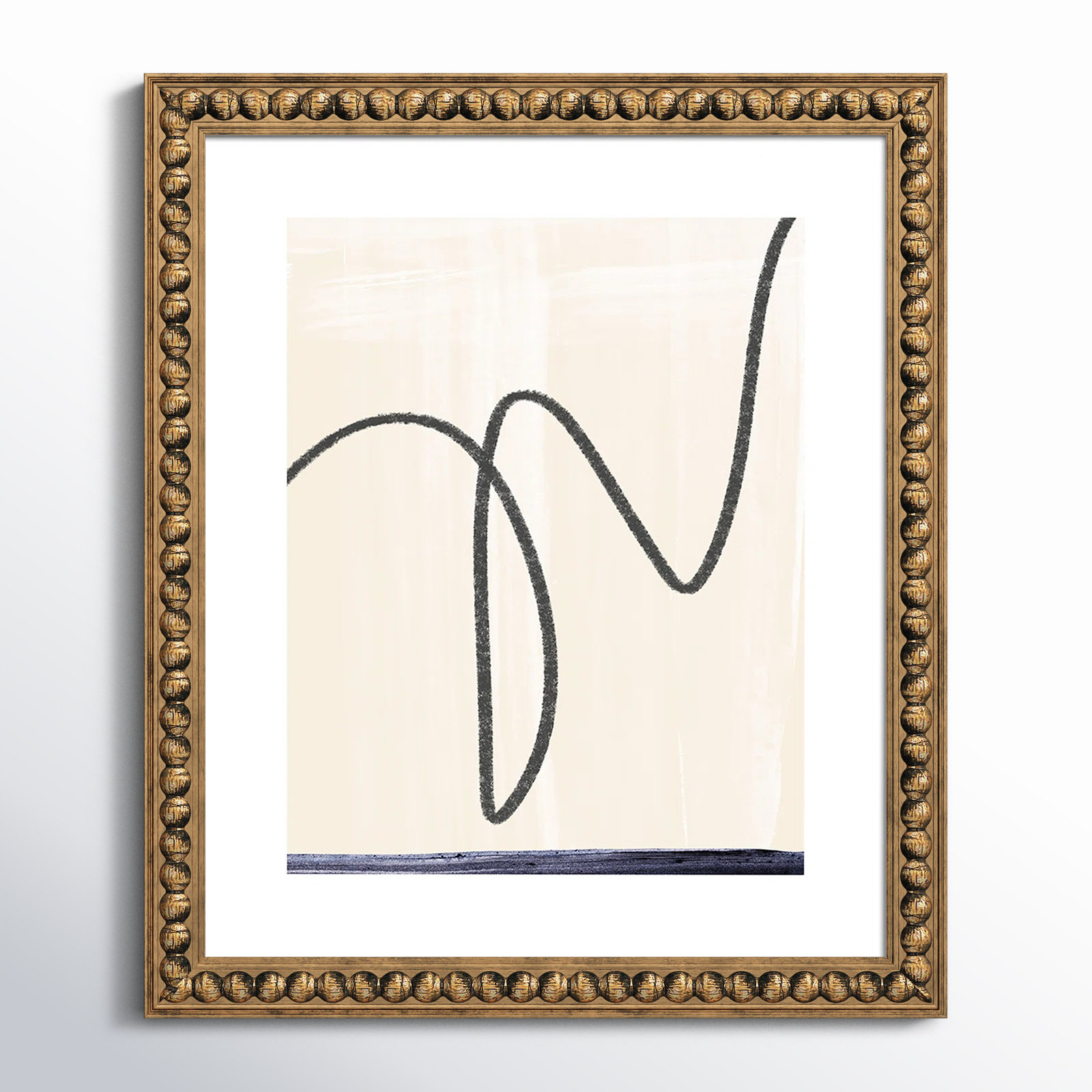 'Departured I' - Picture Frame Painting Print on Paper, Gold Bead Framed Paper, 20" H x 17" W x 1.13" D