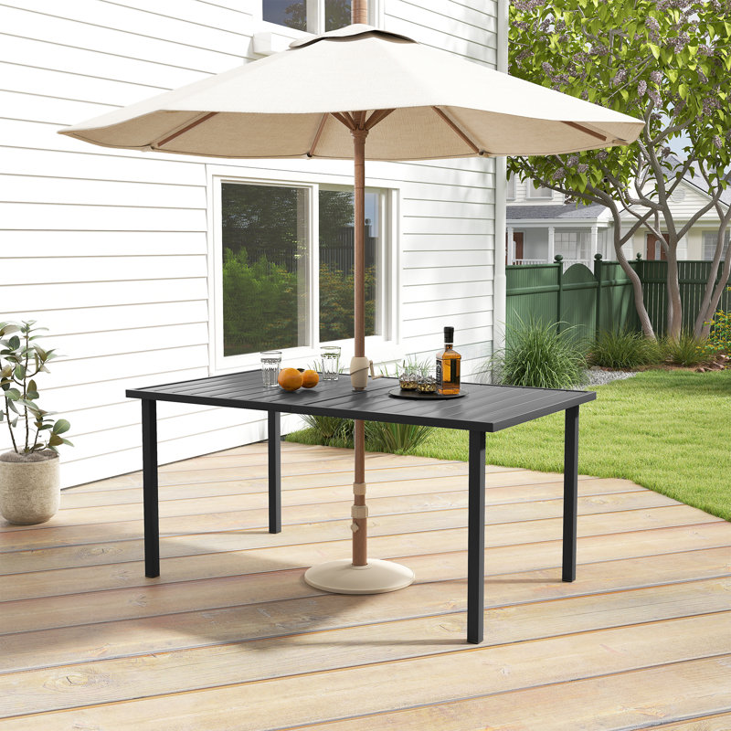 Messer Zestversa 8-Person Rectangular Dark Brown Metal Outdoor Dining Table, 28.3" H x 59.8" W x 35" D, Black