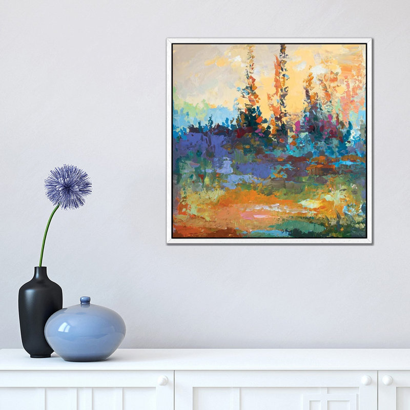 Inspiration by Leon Devenice - Painting on Canvas, White Floater Frame, 45.72 cm H x 45.72 cm W