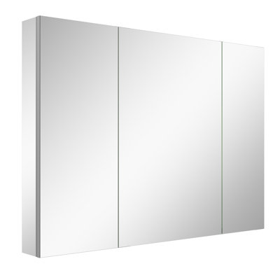 2-piece Recessed Or Surface Mount Aluminum Frameless Medicine Cabinet Mirror With Adjustable Glass Shelves