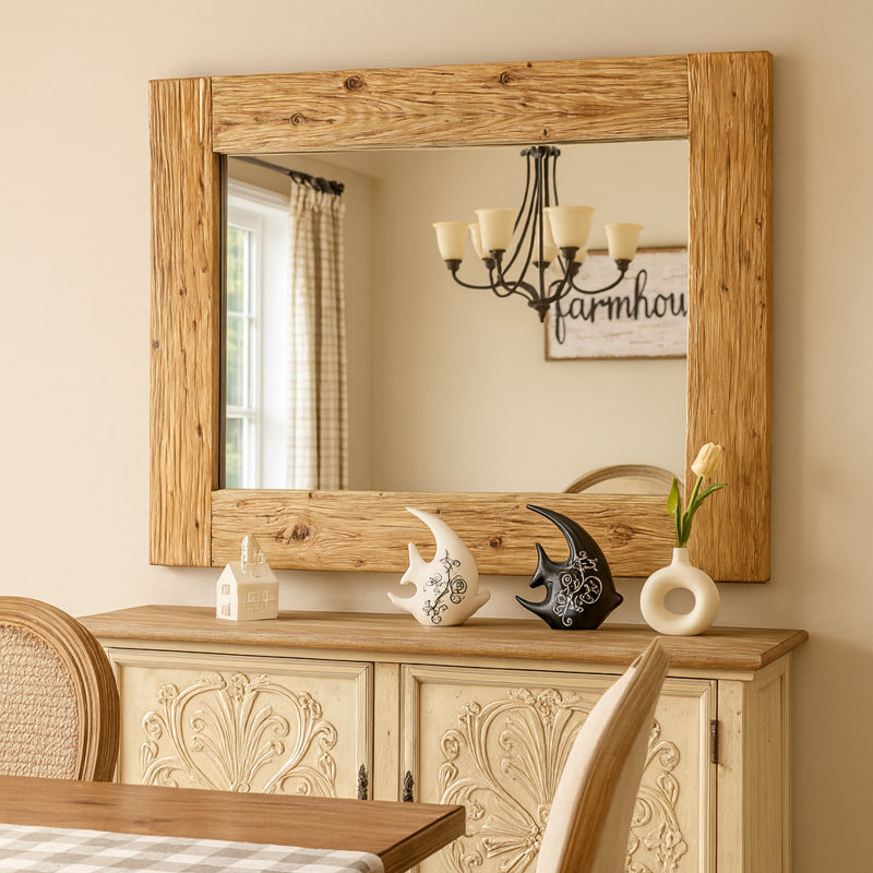 Heritage Wood Frame Mirror, Natural, 34" x 40", Rectangle