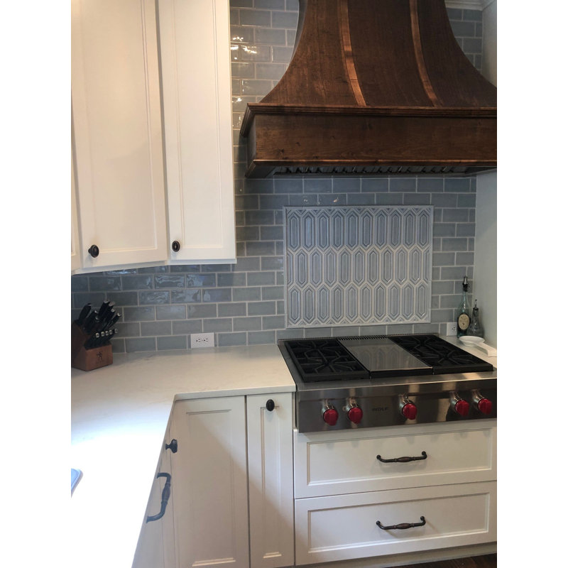 Nabi Subway 3x6 Crackled Glossy Glass Tile, Arctic Blue
