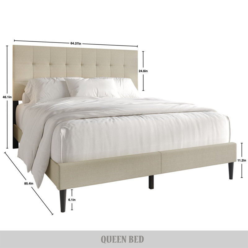 Artemiza Upholstered Platform Bed, Twin, Gray