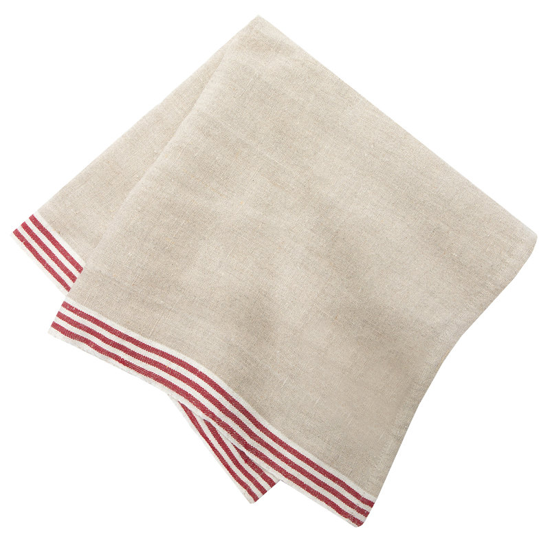 Alsace Square Napkin, Natural/Red