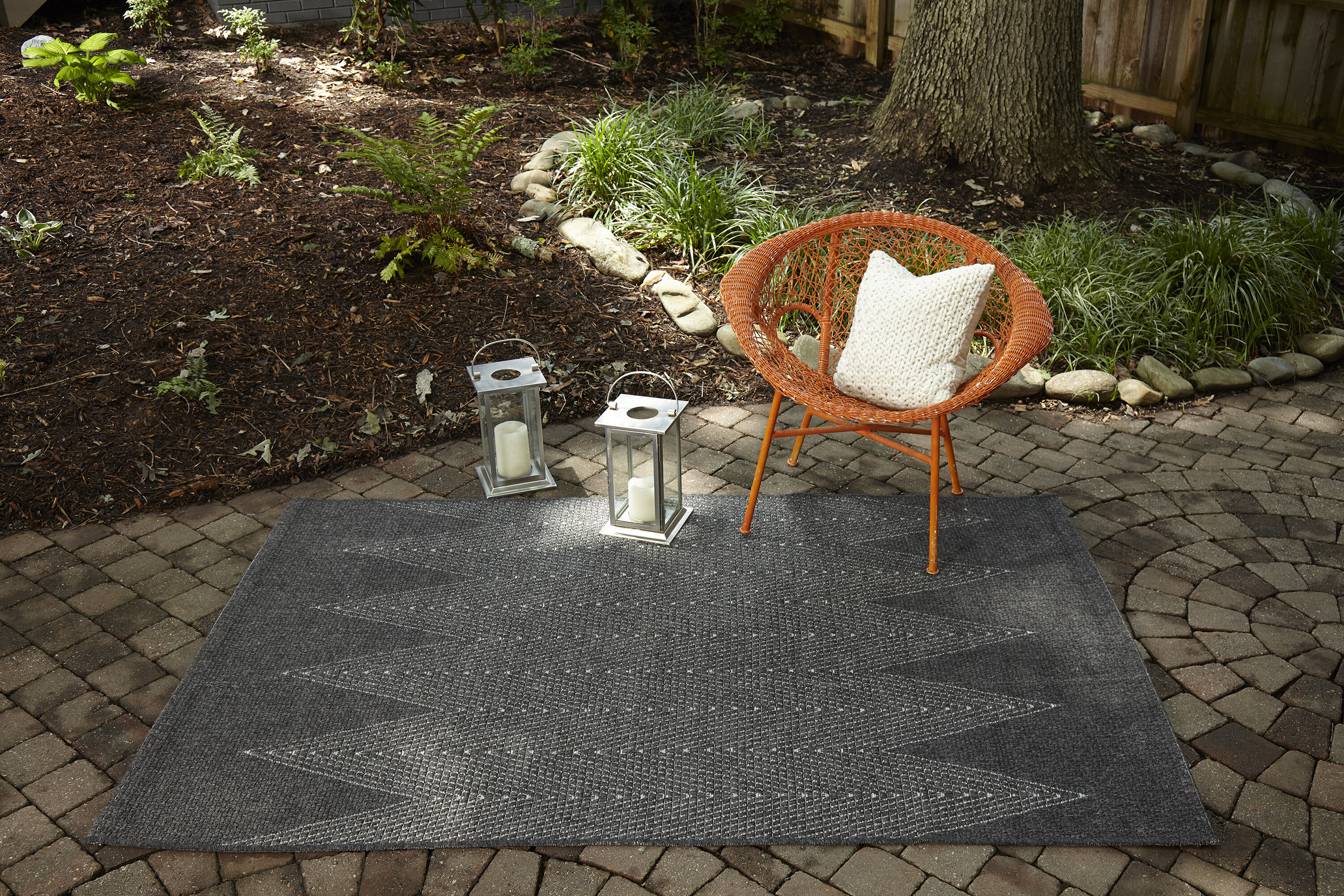 4' X 6' Chevron Modern Concentric Squares Indoor/outdoor Area Rug