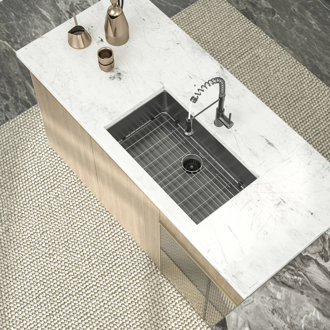 33" L x 19" W Undermount Kitchen Sink Gunmetal Black Sink 16 Gauge Stainless Steel Single Bowl Sink Logmey