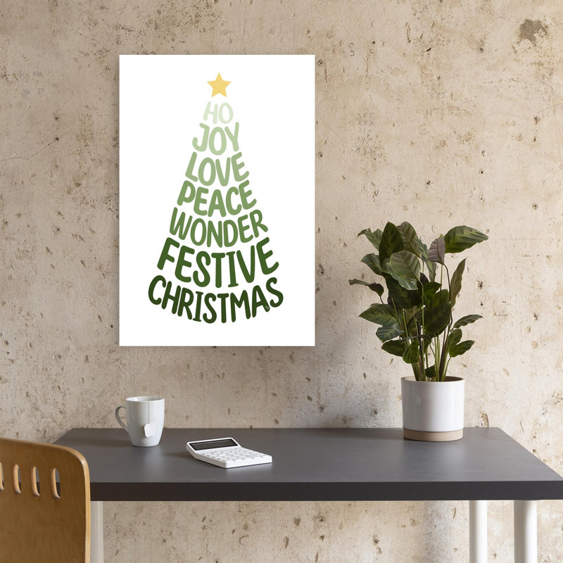 Joyeux arbre de Noël abstrait, arbre de Noël contemporain, paysage, impression d'art mural, H 18 po x l 12 po