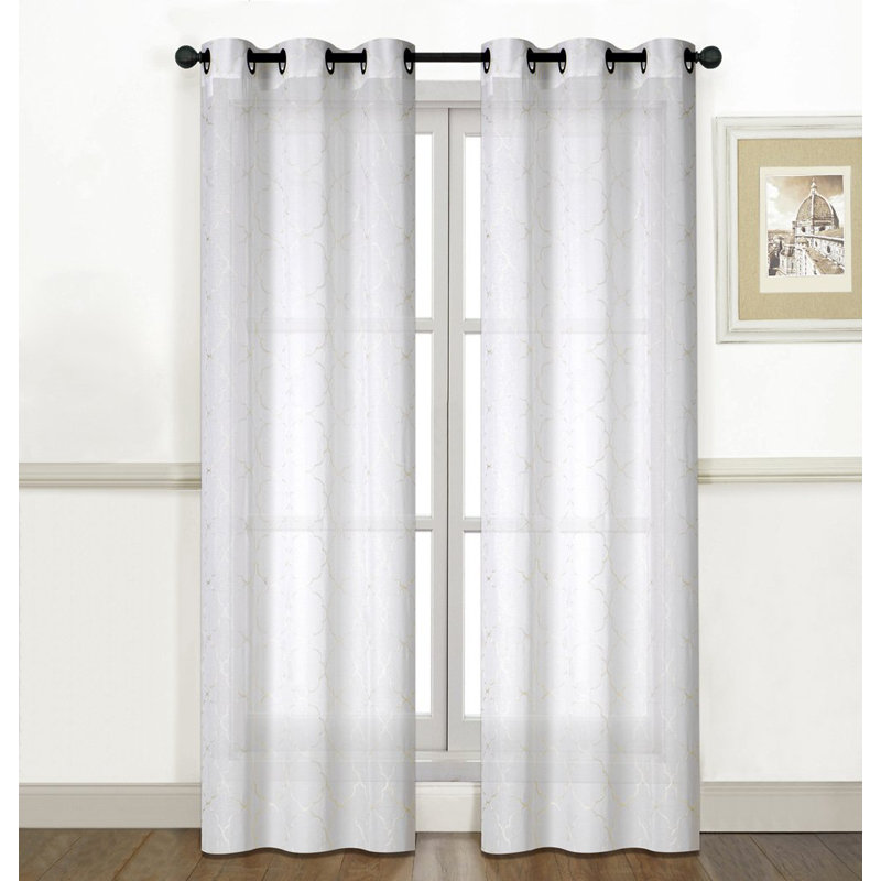 Paire de rideaux transparents avec œillets Larose, Beige