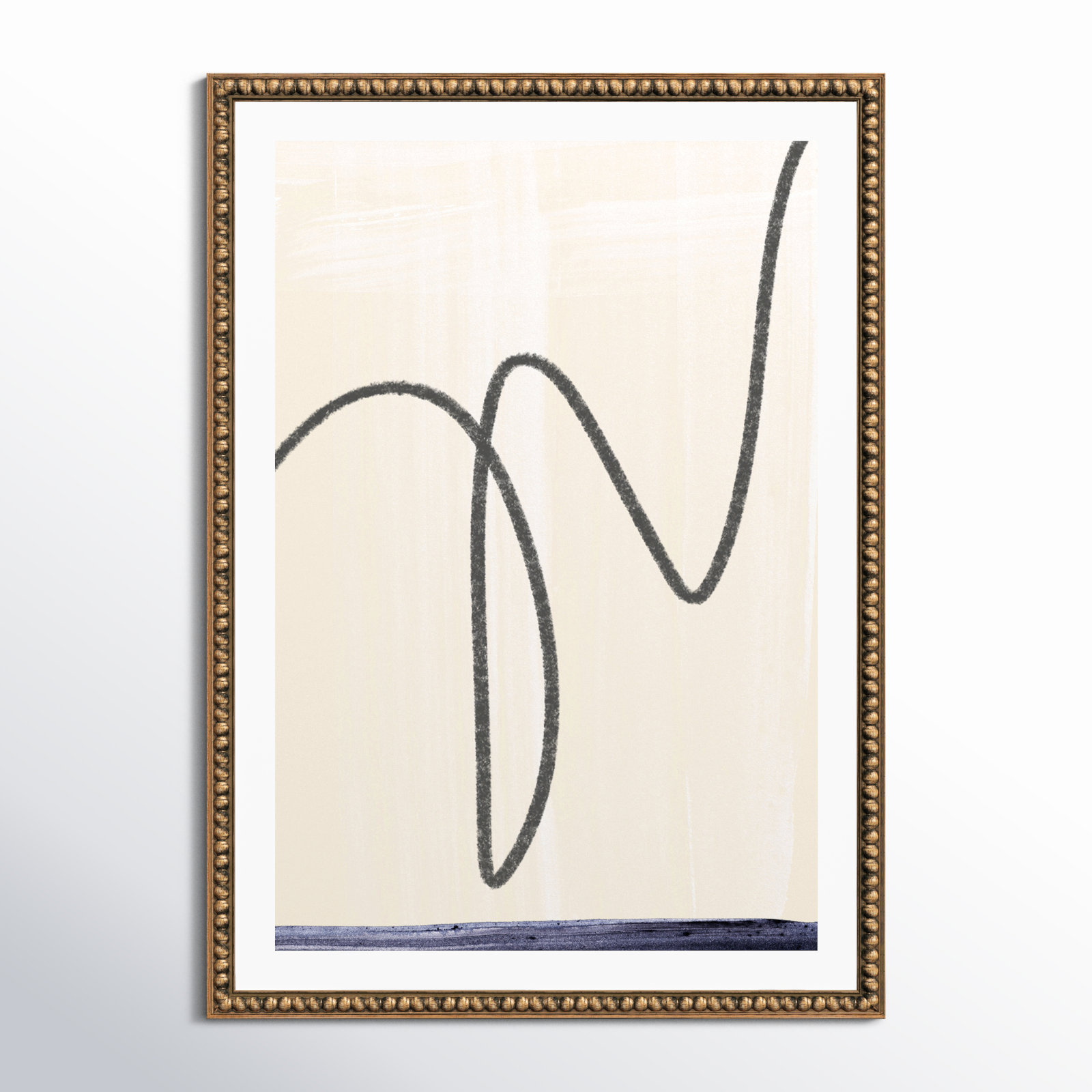 Tigerlily "Departured I" Painting, Gold Bead Framed Paper, 42.5" H x 30.5" W x 1.13" D