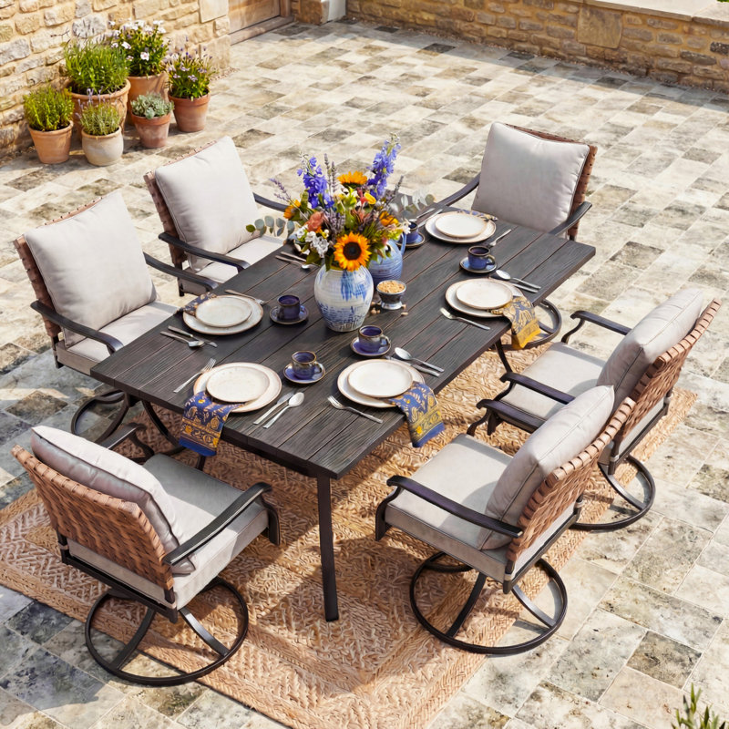 Ensemble repas 7 pièces Viviann, Gris