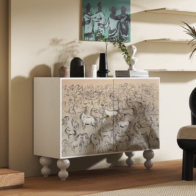 Armoire décorative à double porte et console de rangement, Blanc
