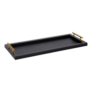 Zodax Clamart Nickel Aluminum Tray with Wood Handles 9