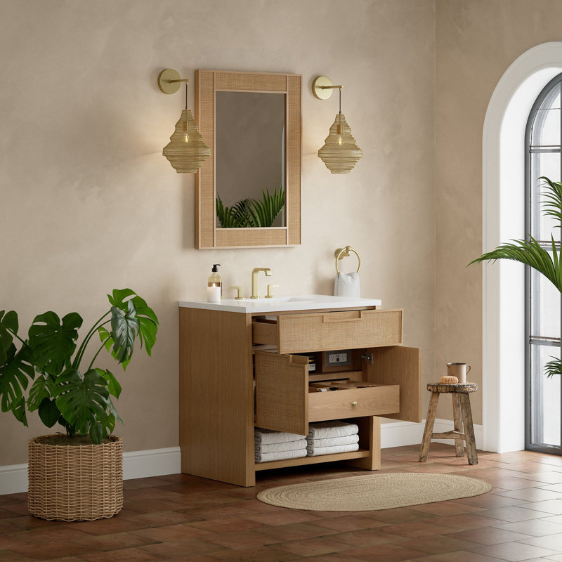 Solene 36'' W Single Vanity, White Zeus, Widespread