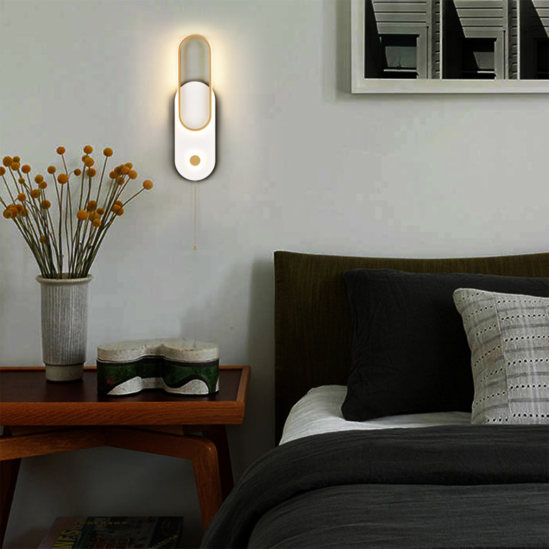 White LED Wall Sconce with Pull Chain Switch