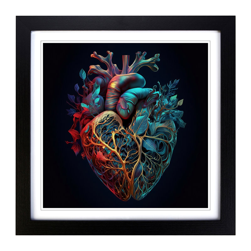 Anatomical Heart Digital Art - Framed Print, Black