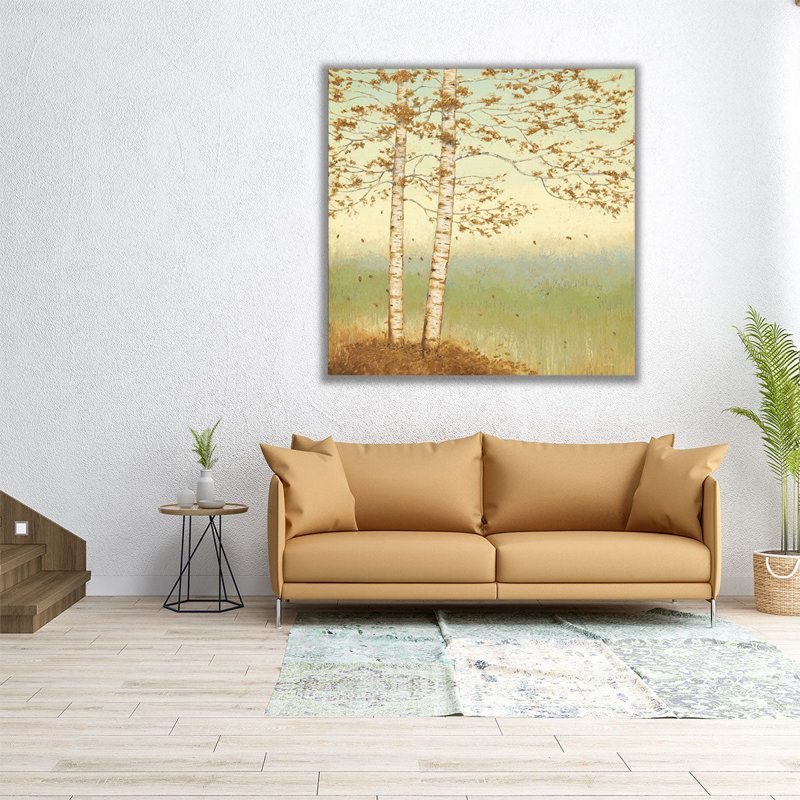 «Golden Birch I with Blue Sky», reproduction d'art sur toile, H 30 po x l 30 po