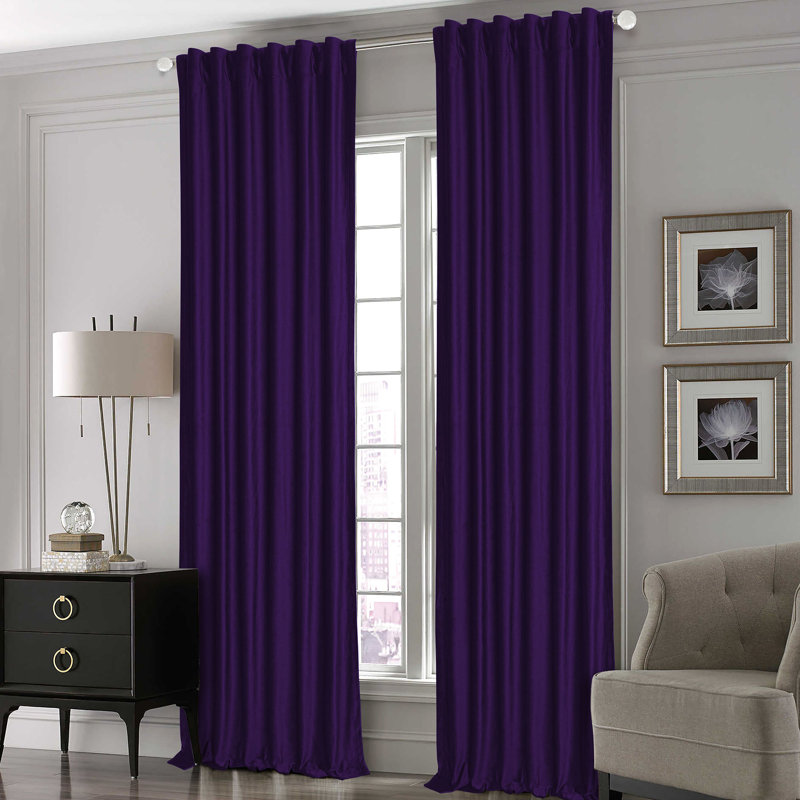 Mckyla Velvet Room Darkening Curtain Pair, 50" W  x 84" L, Purple
