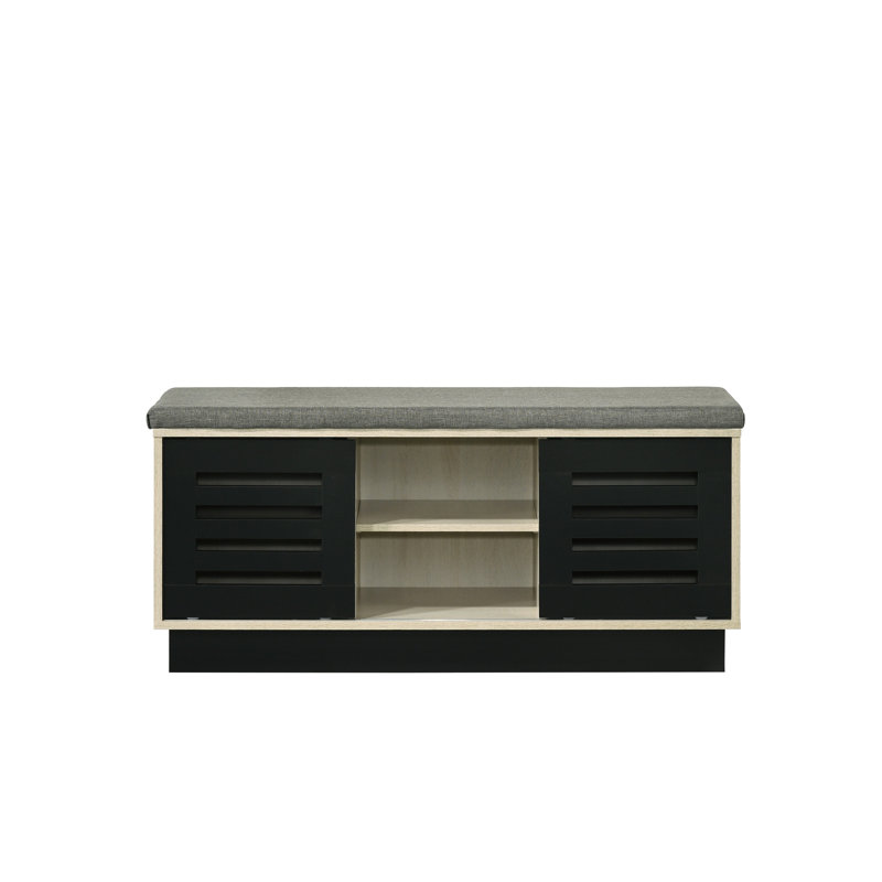 Armoire à chaussures attrayante avec dessus rembourré et porte coulissante