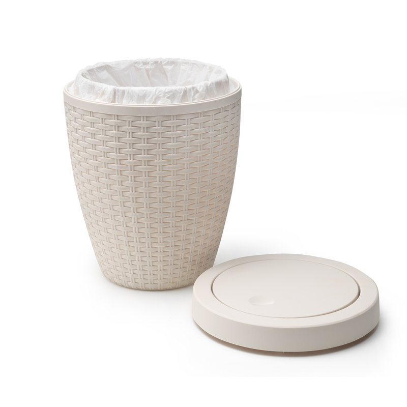 Wicker Swing Top Kitchen Trash Can - 5L
