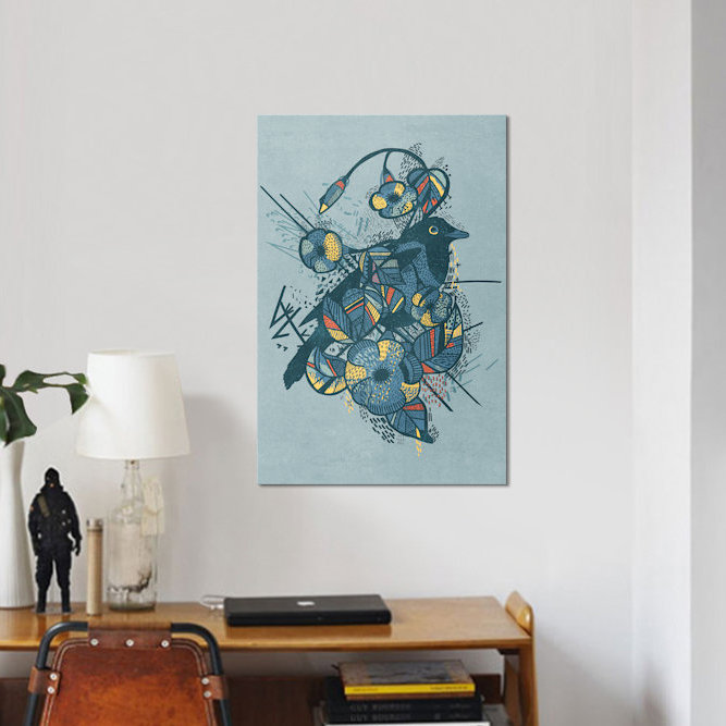 «Blue Bird», reproduction d'impression sur toile tendue, H 40 po x l 26 po x P 1,5 po, Toile tendue, Pas de tapis