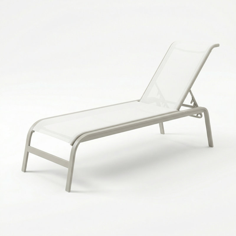 Chaise, White Sling/Matte Gray