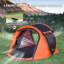 Tente de camping 2 personnes noire + orange Pop Up