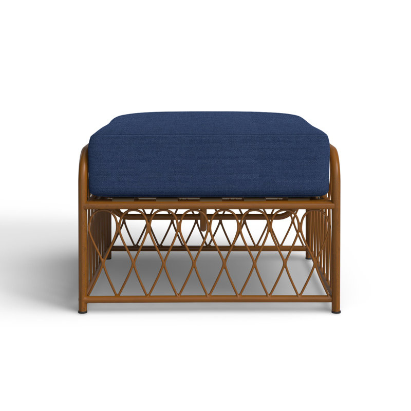 Repose-pieds d'extérieur avec coussin Cane, Toile bleu marine Sunbrella®