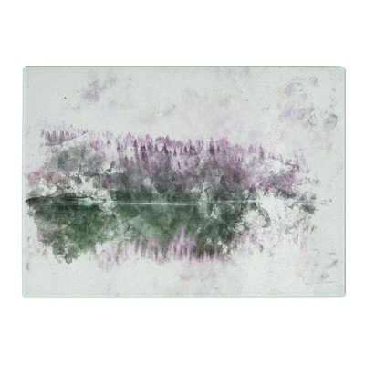 Tempered Glass Fog over Forest in Italy Chopping Board