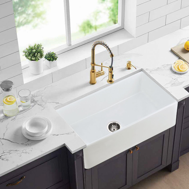 Farmhouse Apron-Front Kitchen Sink Single Bowl White