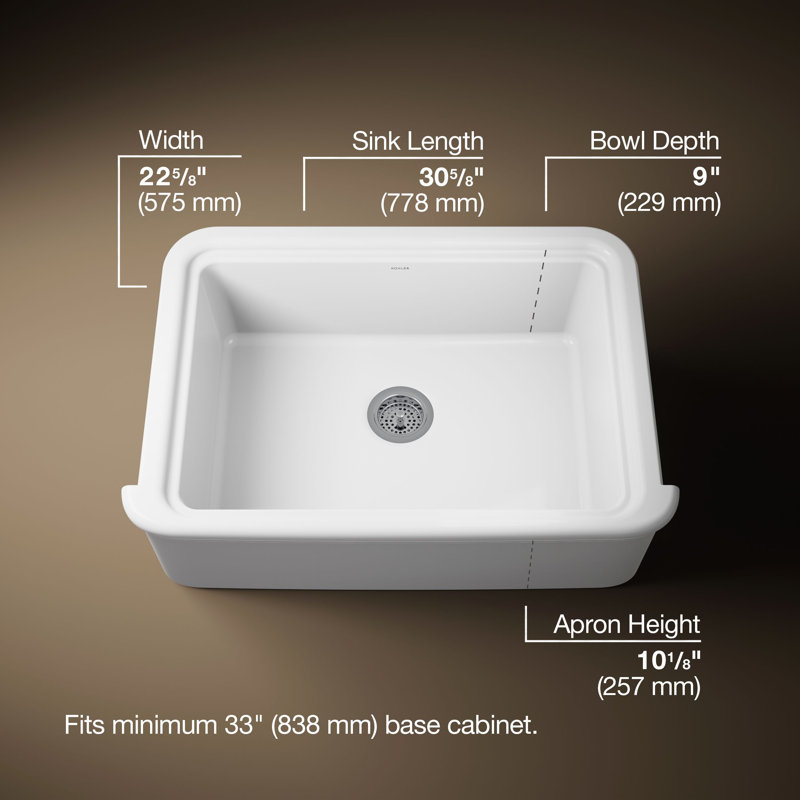 Audrine32-1/2" Undermount Single-Bowl Farmhouse Kitchen Sink, 33", White