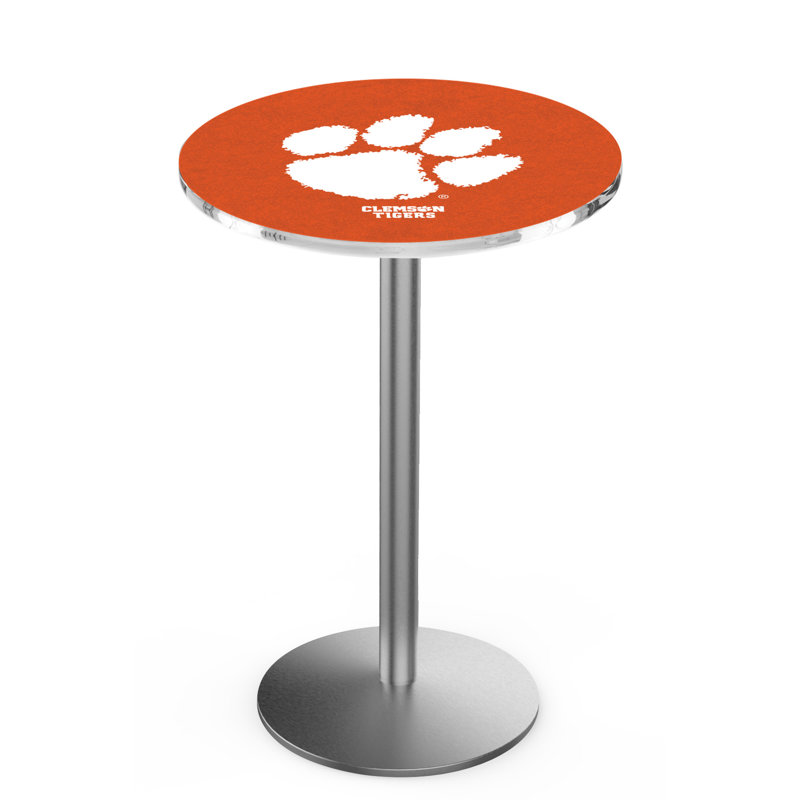 Round Metal Base Dining Table, Stainless Steel, Clemson