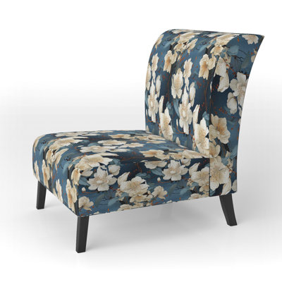 Fauteuil de chambre rembourré Asian Blue Orchids