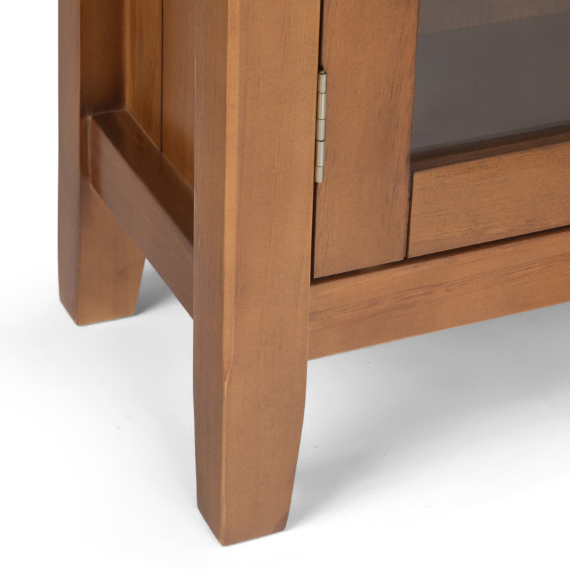 Light Golden Brown Solid Wood Office Storage Cabinet with Adjustable Shelves