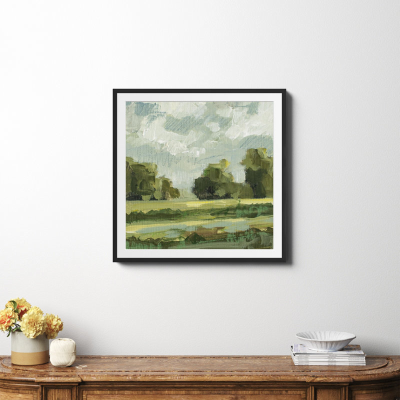 Abstrait paysage paire 12 par Miss Mustard Seed, Oui, H 30 po x l 30 po x P 0,75 po, Papier avec cadre noir